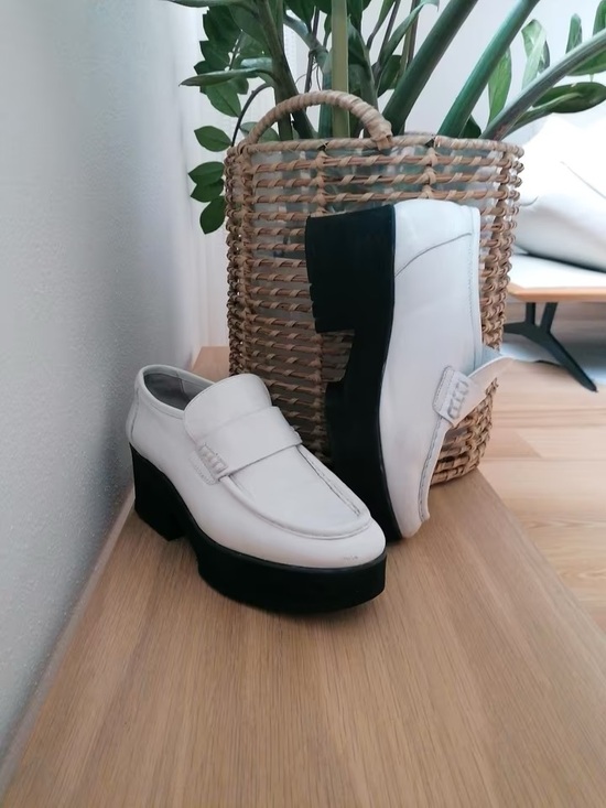 Maje Shoes - MAJE white leather platform loafers size FR 40 / US 10  chunky shoes Y2K leather